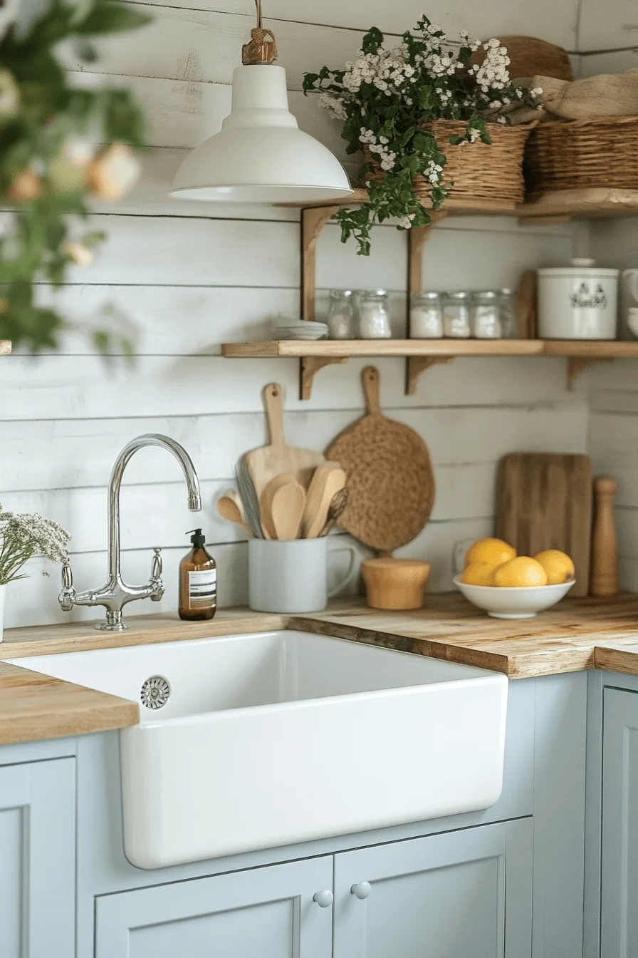 pale blue kitchen cabinets