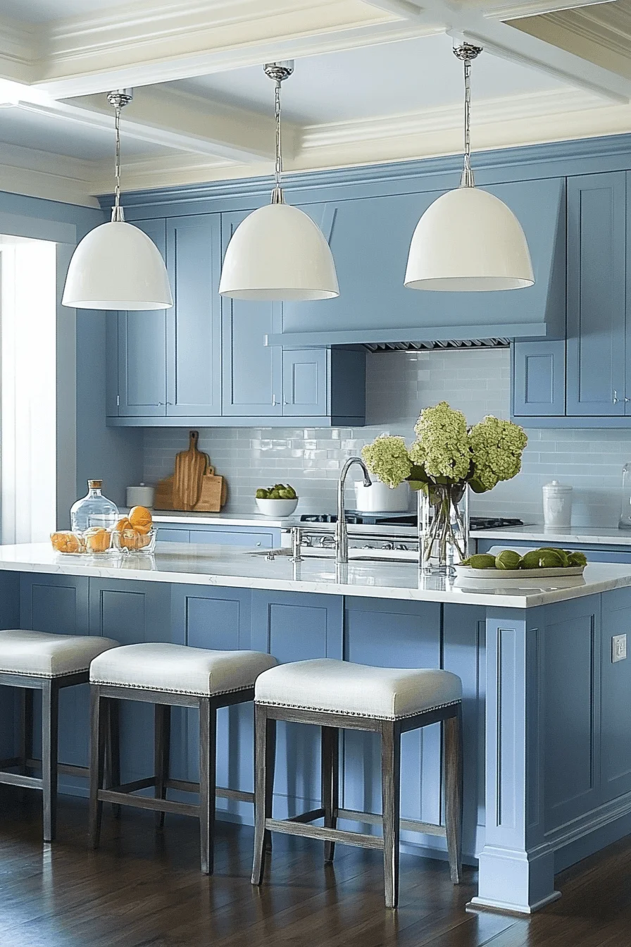 pale blue kitchen cabinets