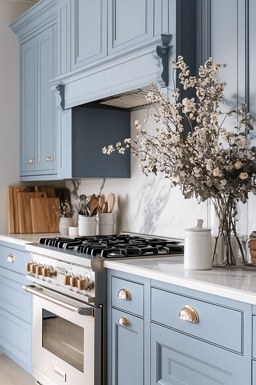 pale blue kitchen cabinets
