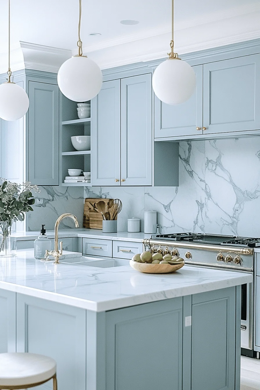 pale blue kitchen cabinets
