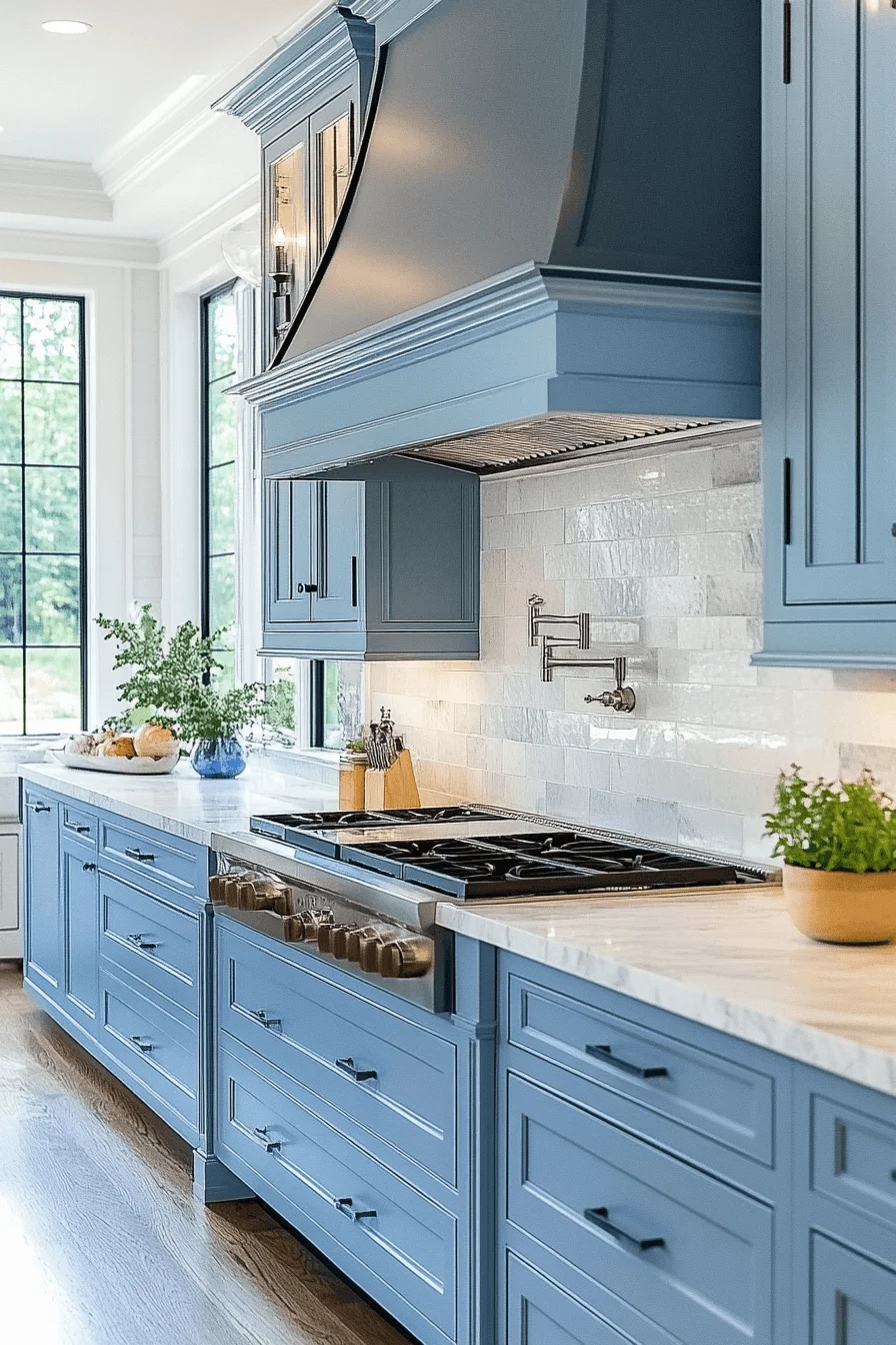 pale blue kitchen cabinets
