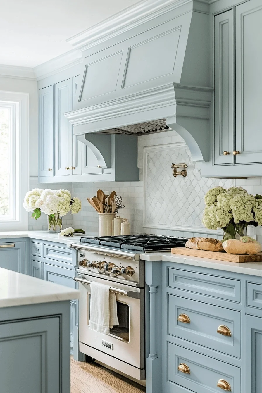 pale blue kitchen cabinets