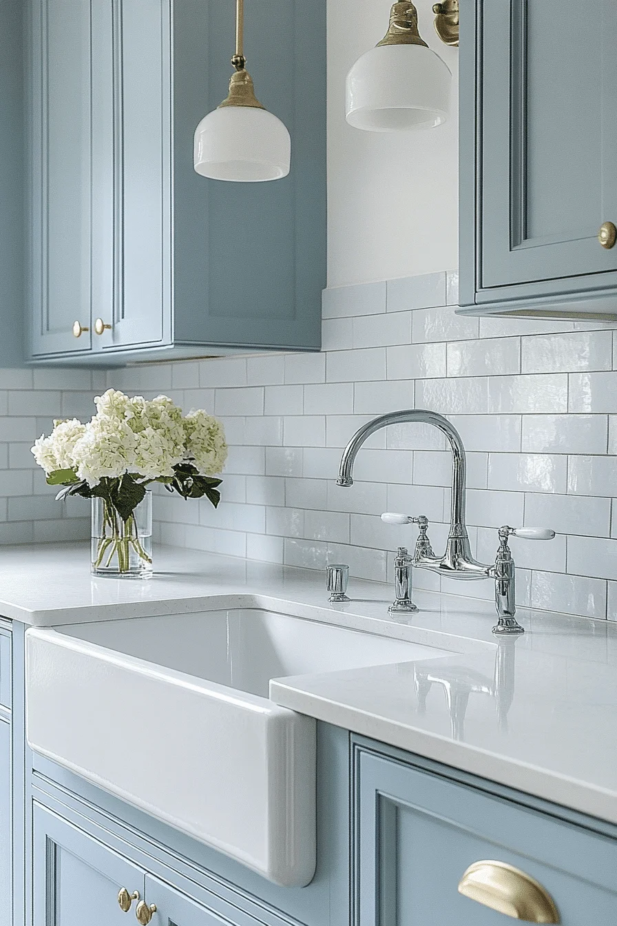 pale blue kitchen cabinets