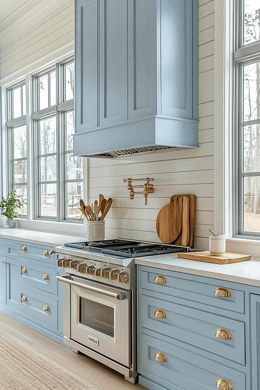 pale blue kitchen cabinets