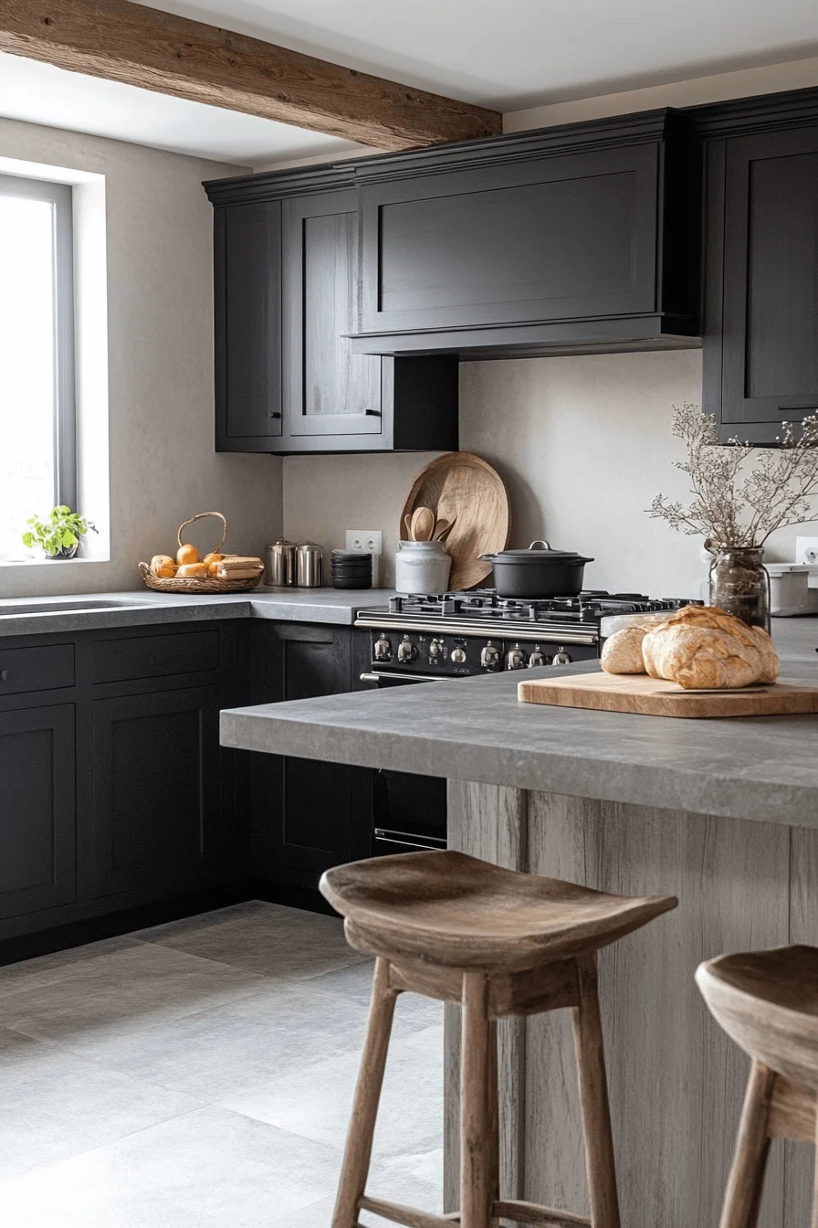 dark gray kitchen cabinets