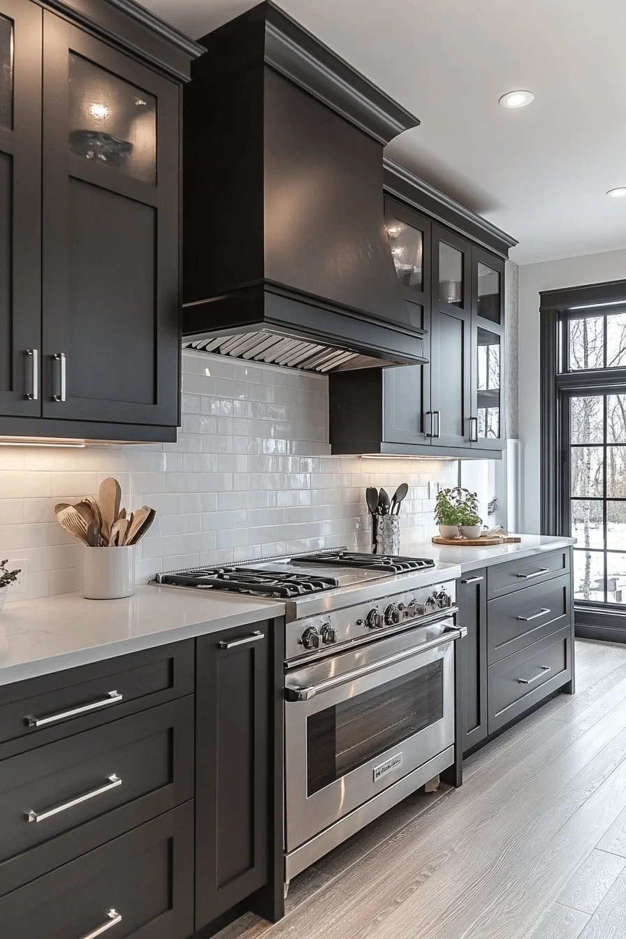 dark gray kitchen cabinets
