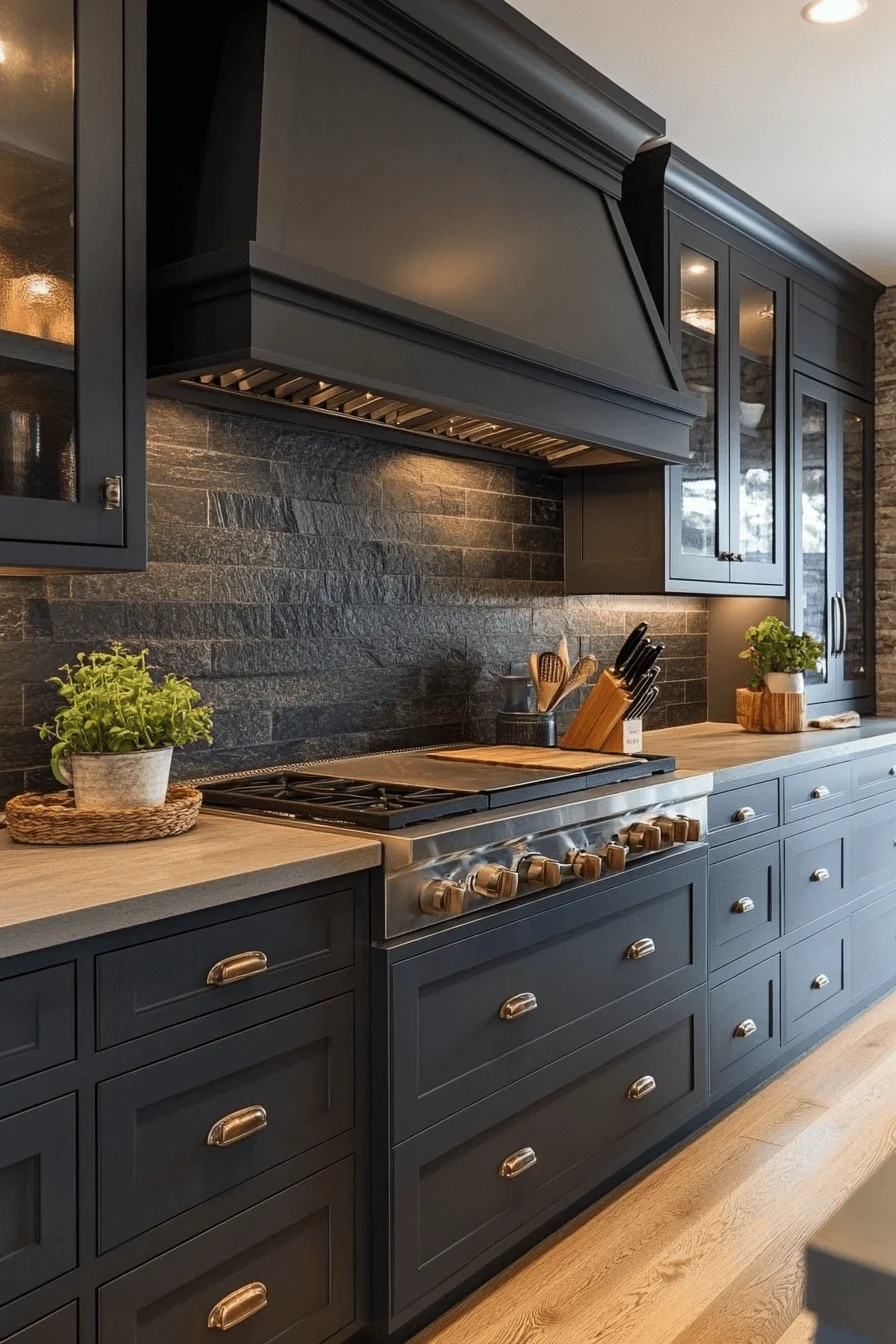 dark gray kitchen cabinets