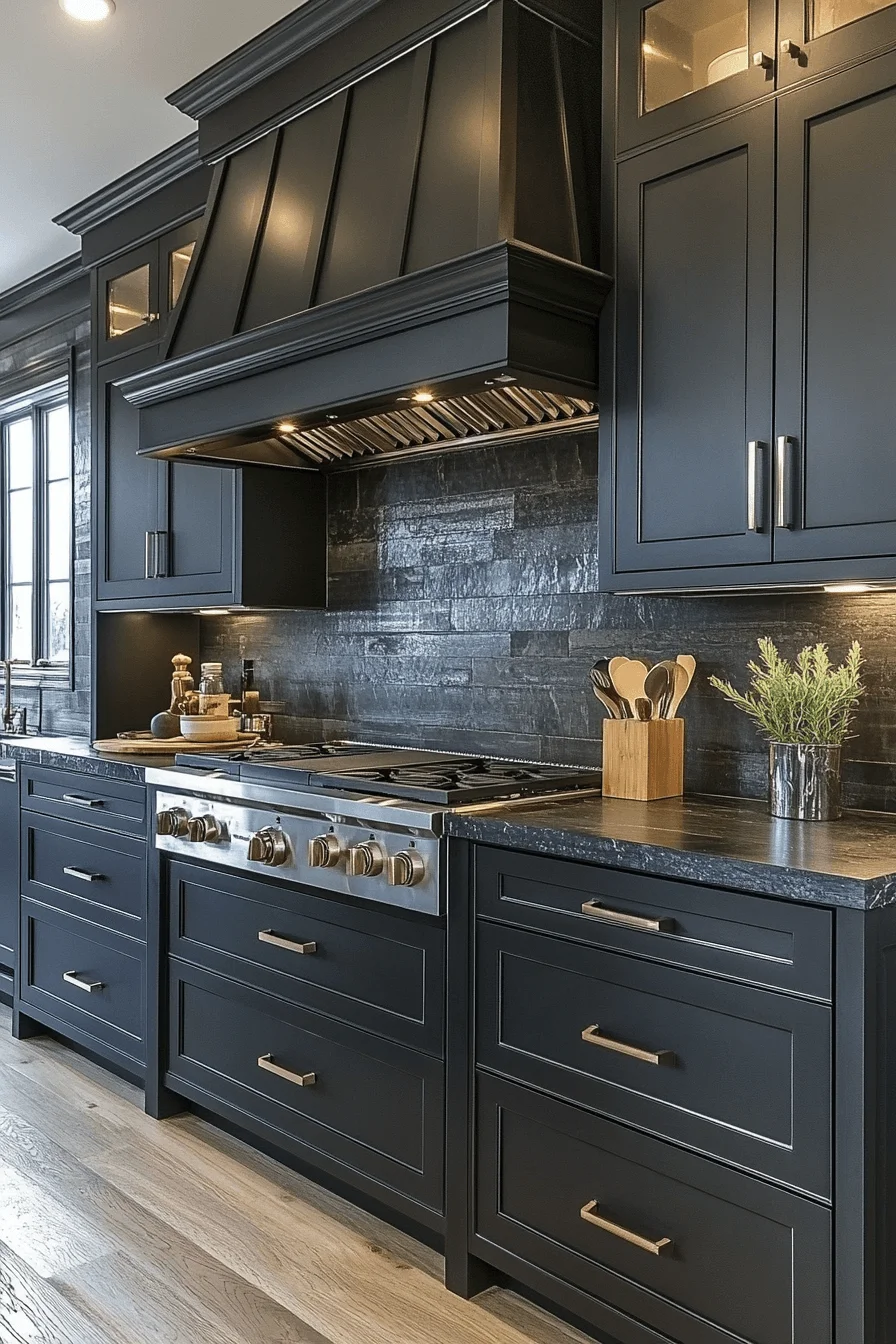 dark gray kitchen cabinets