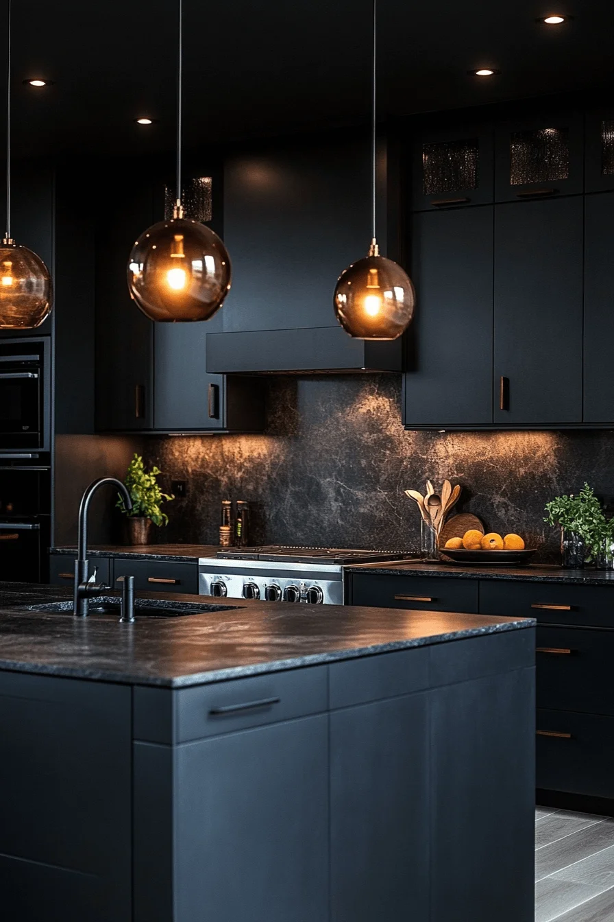 dark gray kitchen cabinets