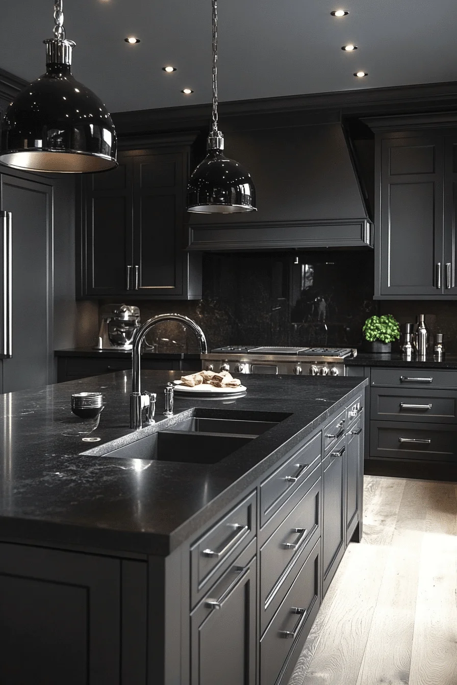 dark gray kitchen cabinets