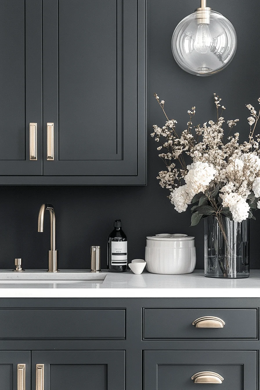 dark gray kitchen cabinets
