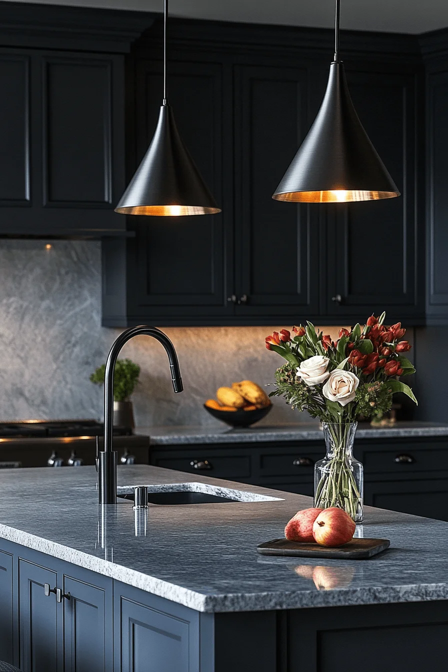dark gray kitchen cabinets