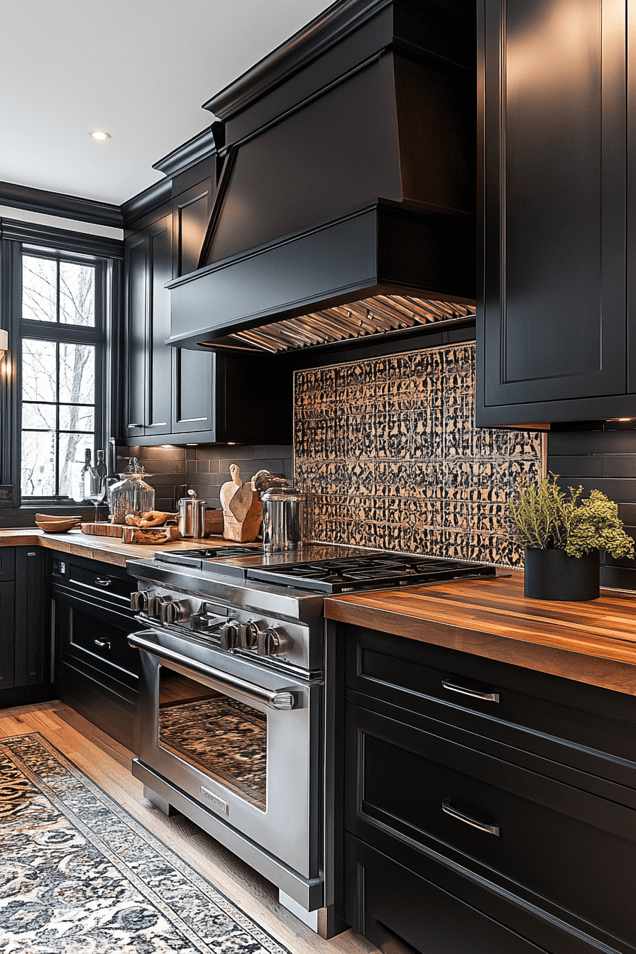 soft charcoal and wood kitchen