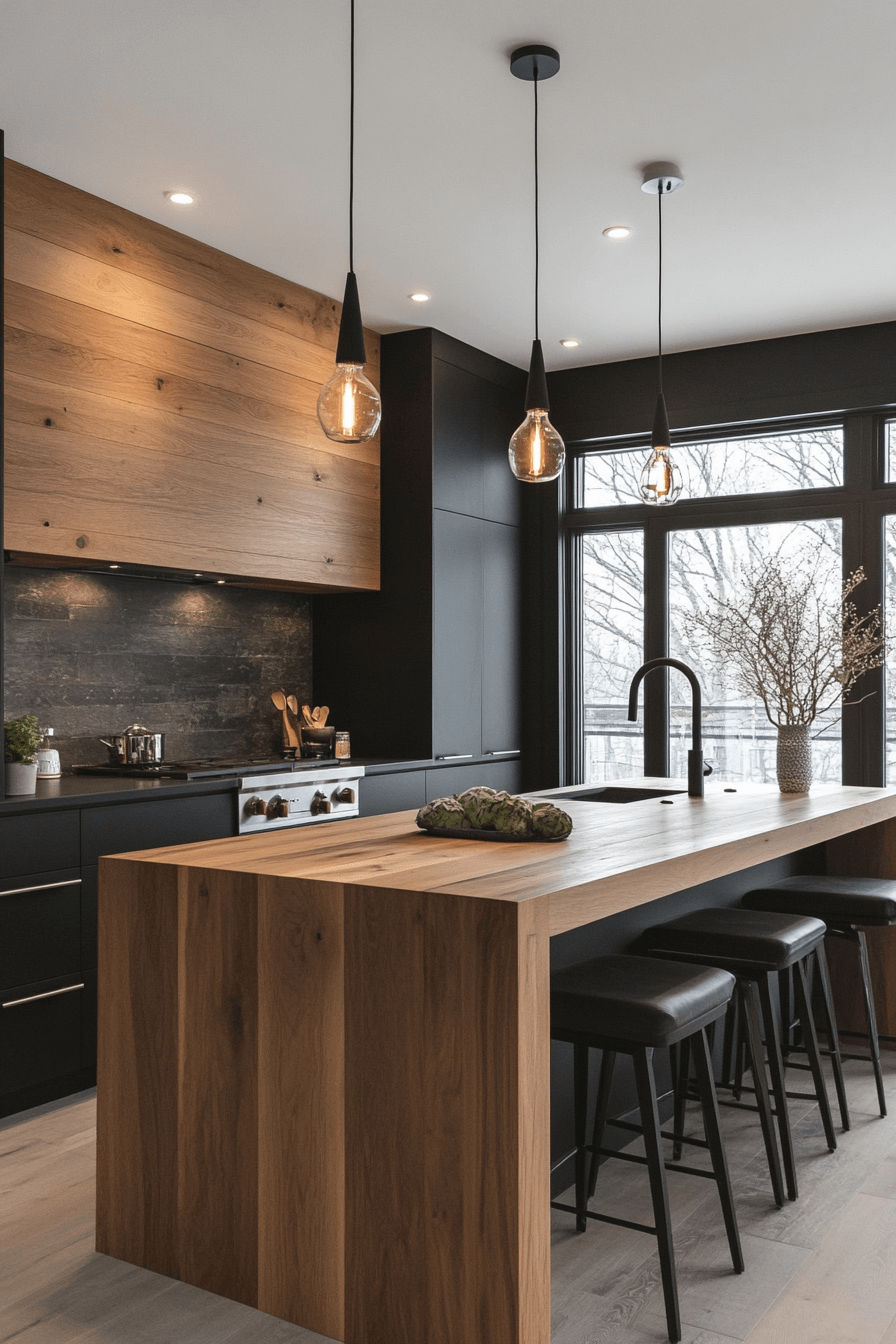 balanced light and dark kitchen