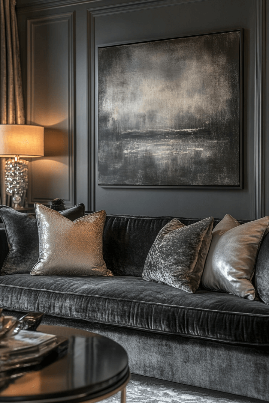 29 Dark Gray Couch Living Room Inspirations That Feel Rich and Refined dark gray couch living room