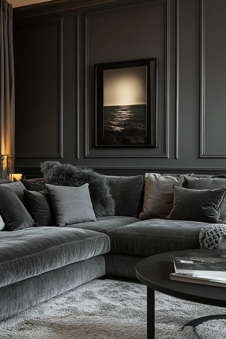 29 Dark Gray Couch Living Room Inspirations That Feel Rich and Refined dark gray couch living room