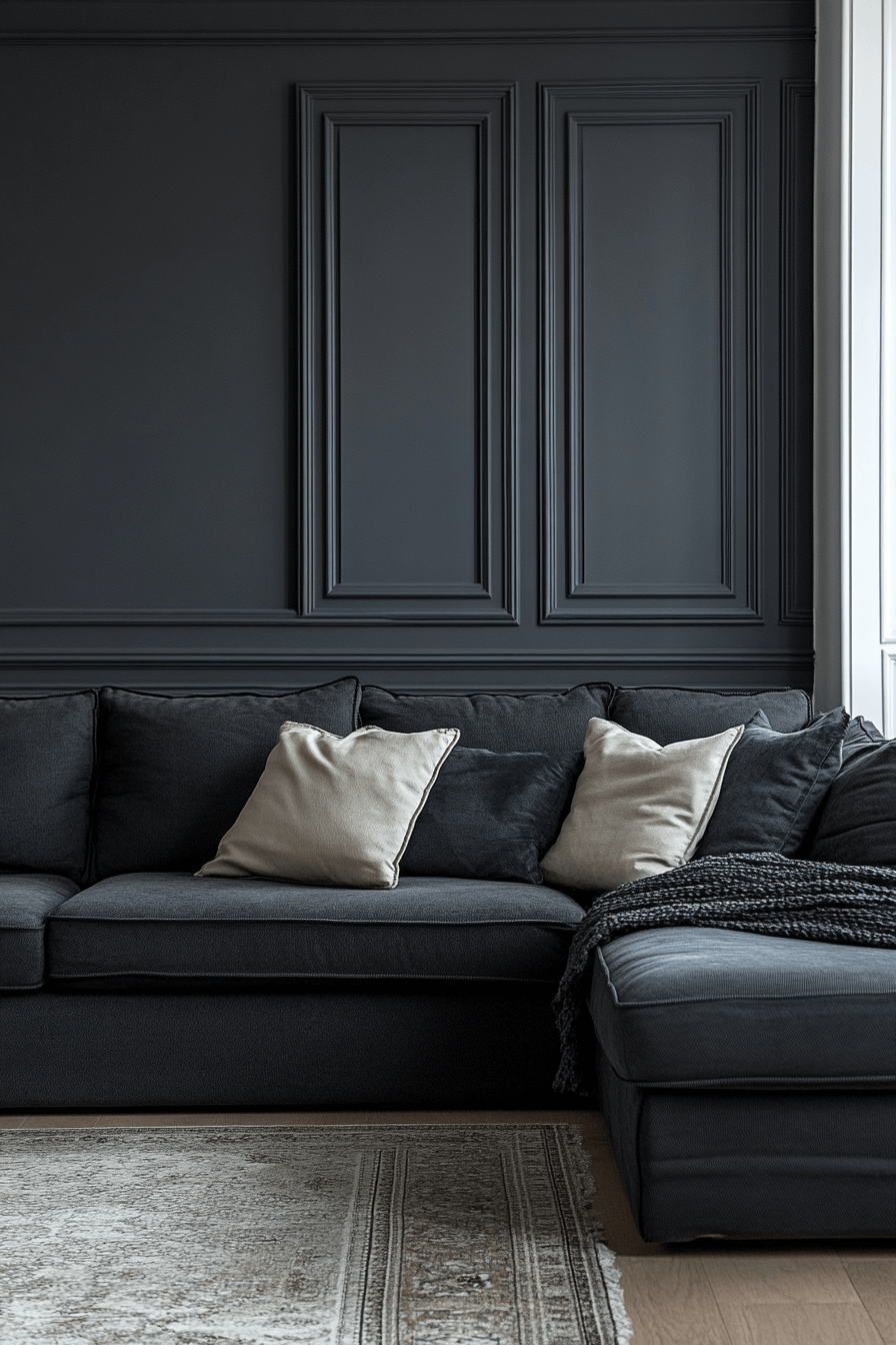 29 Dark Gray Couch Living Room Inspirations That Feel Rich and Refined dark gray couch living room