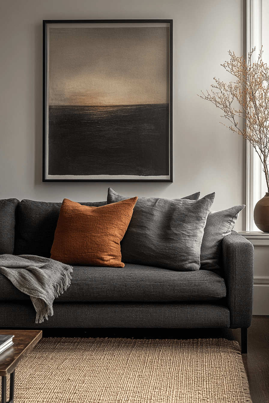 29 Dark Gray Couch Living Room Inspirations That Feel Rich and Refined dark gray couch living room