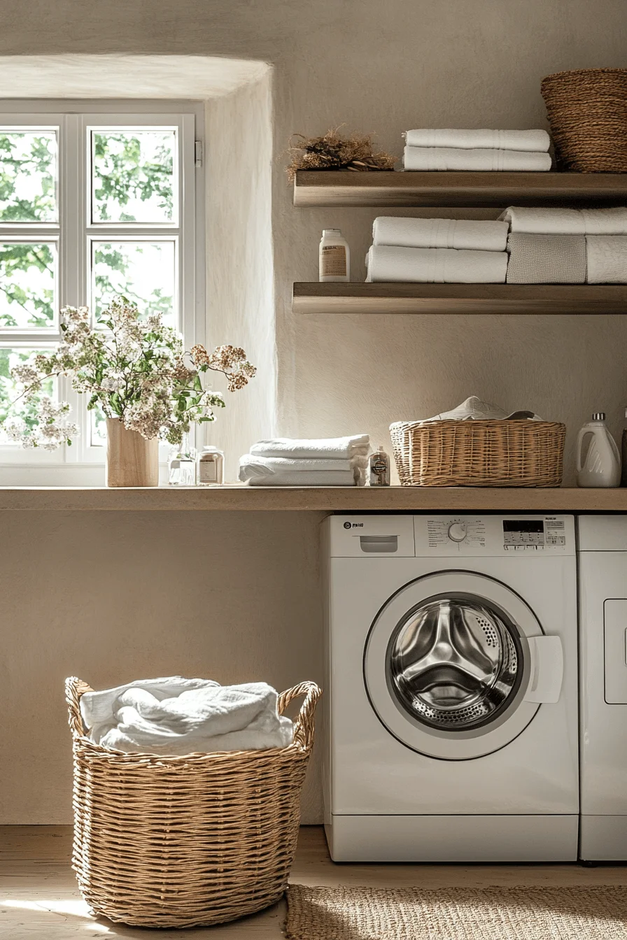 neutral toned cottage laundry room