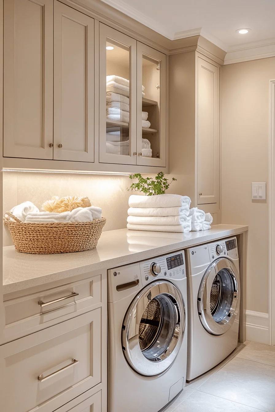 warm beige cottage laundry room
