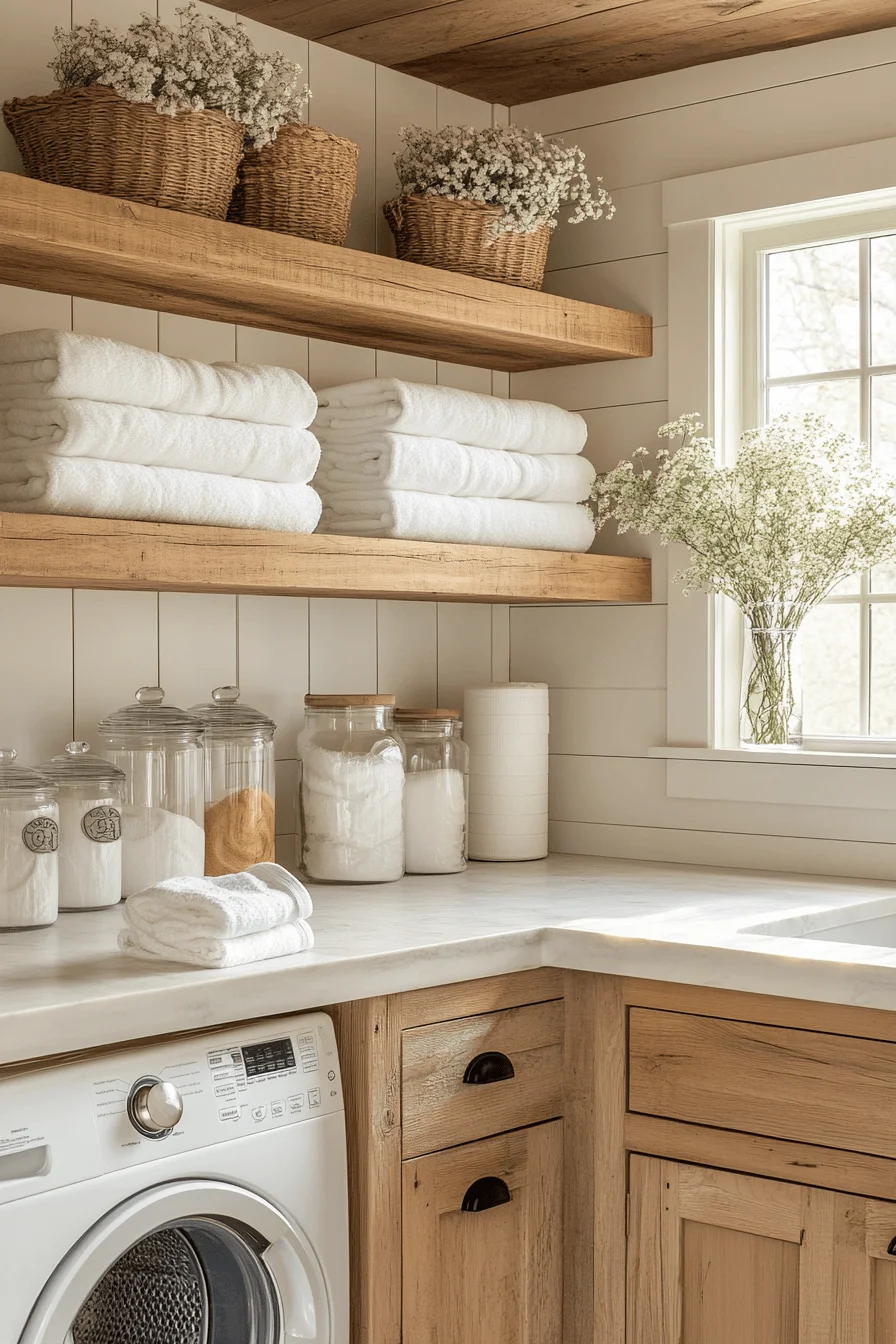 light wood cottage laundry room