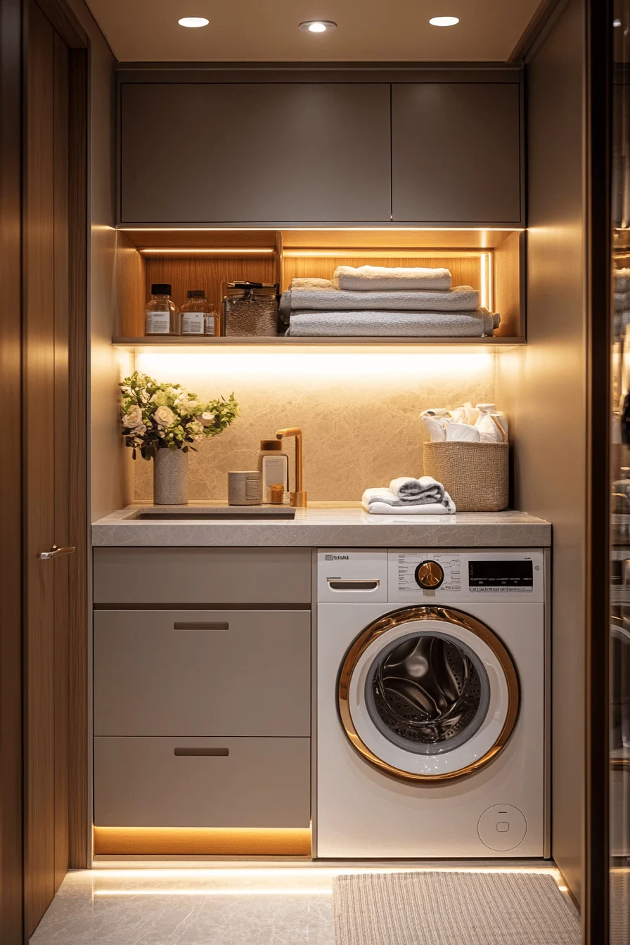 sleek cottage laundry room
