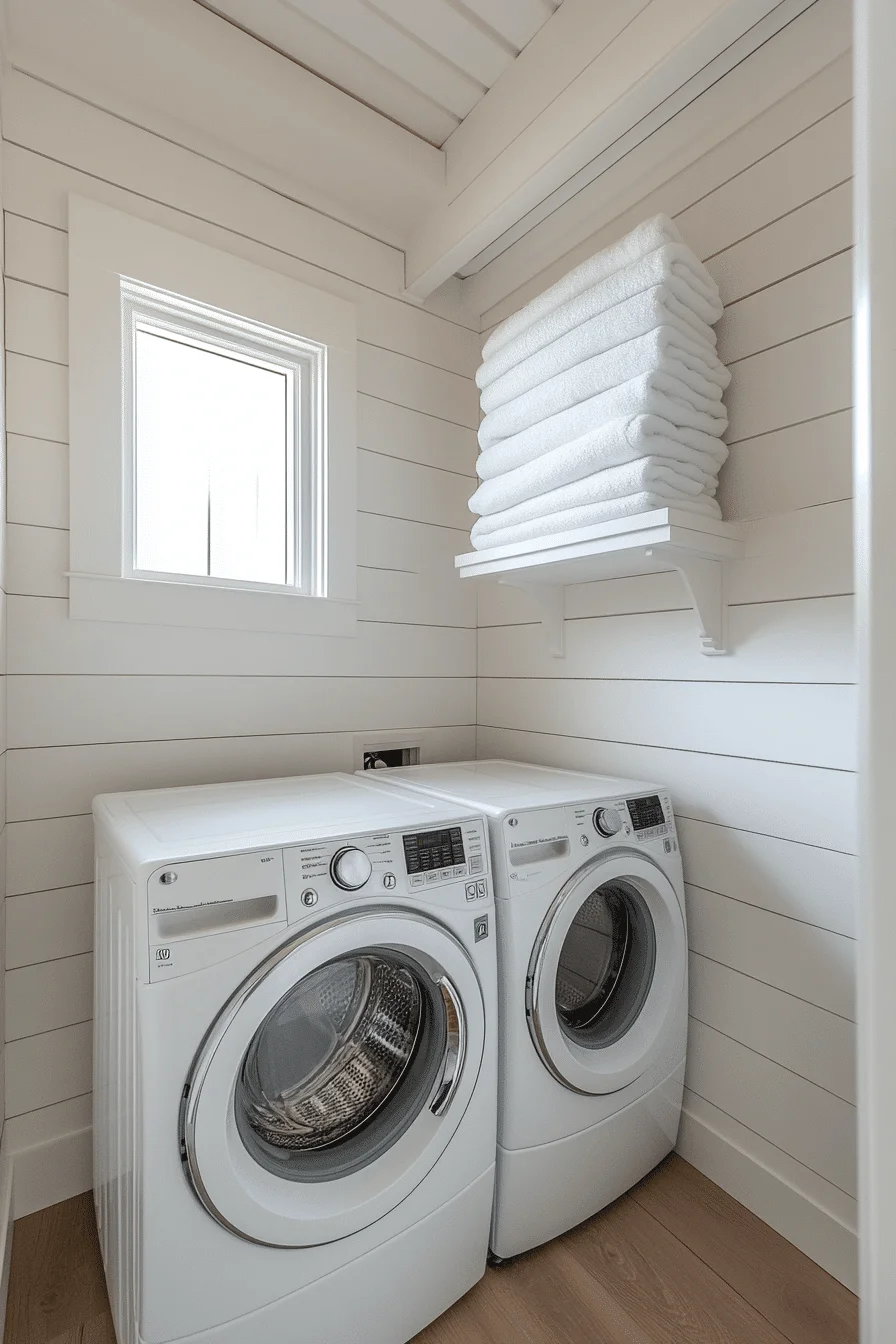 all-white cottage laundry room