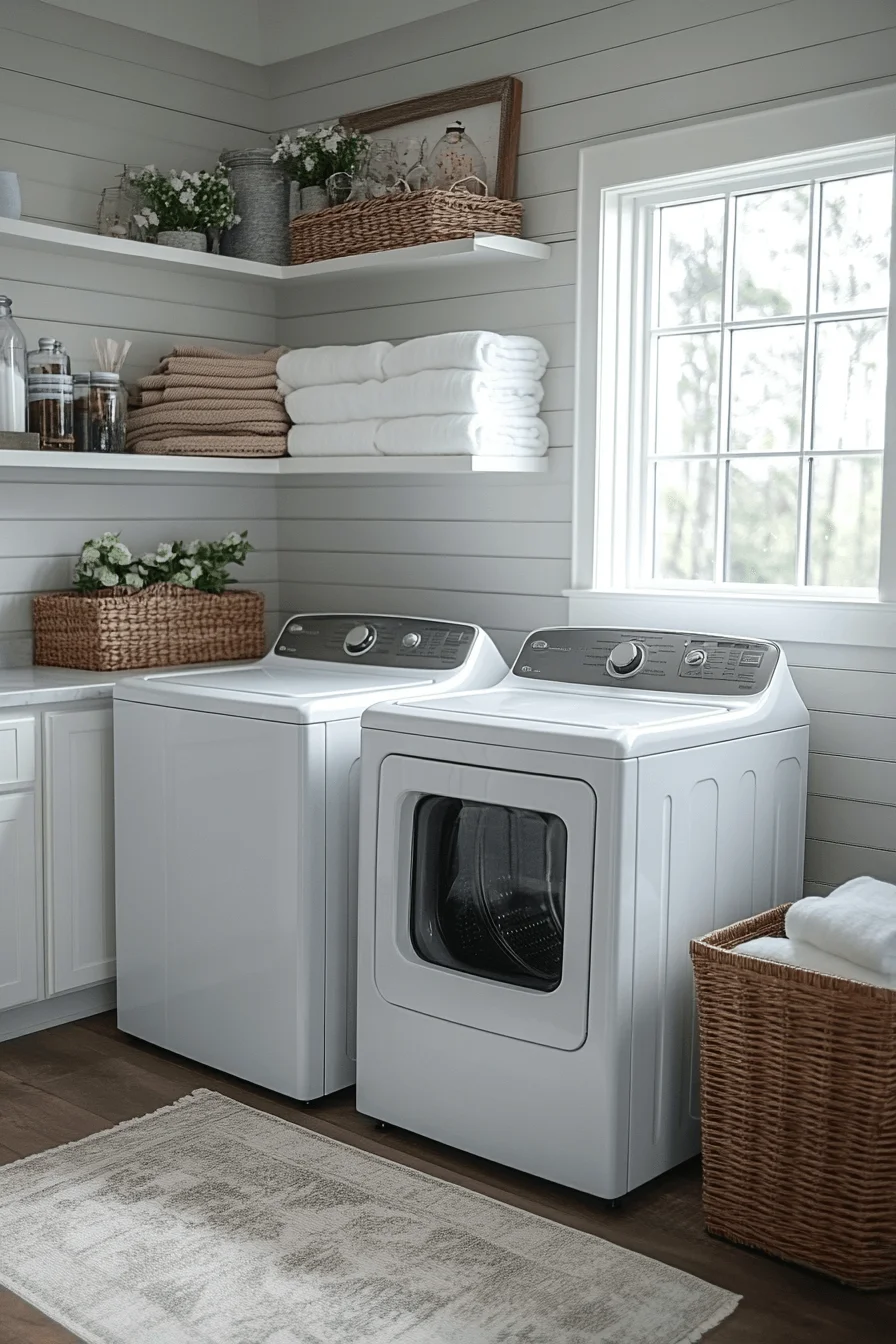 soft gray cottage laundry room