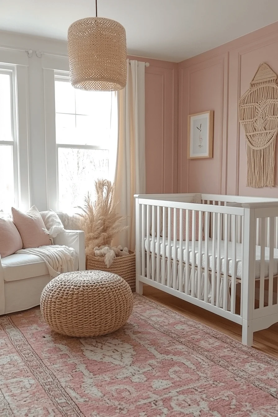 pink boho nursery