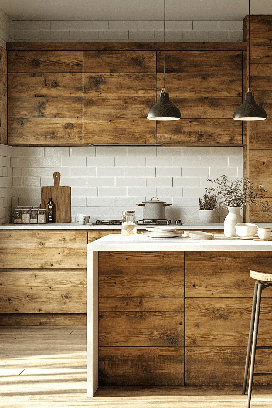 oak cabinets with white countertops