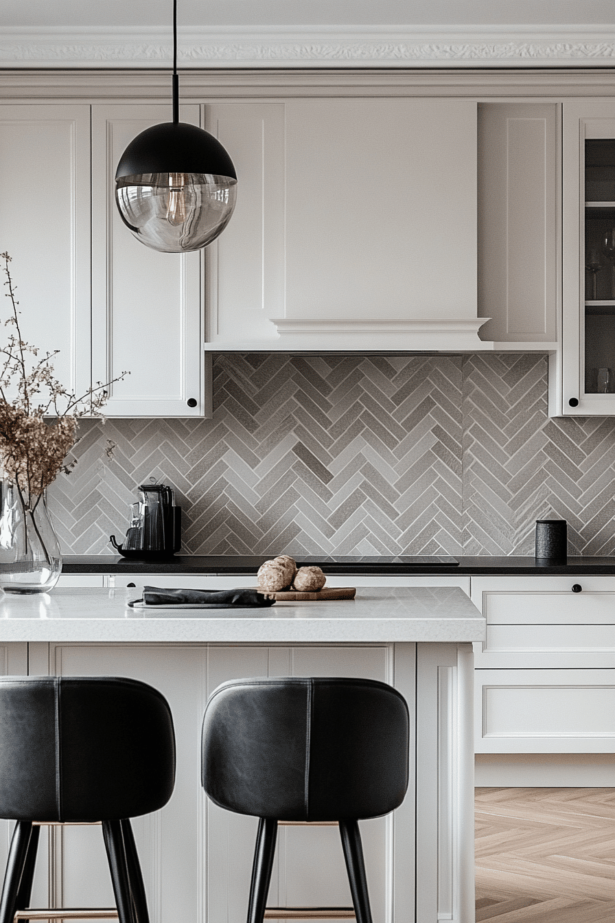herringbone backsplash