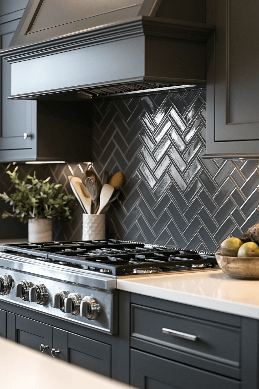 herringbone backsplash