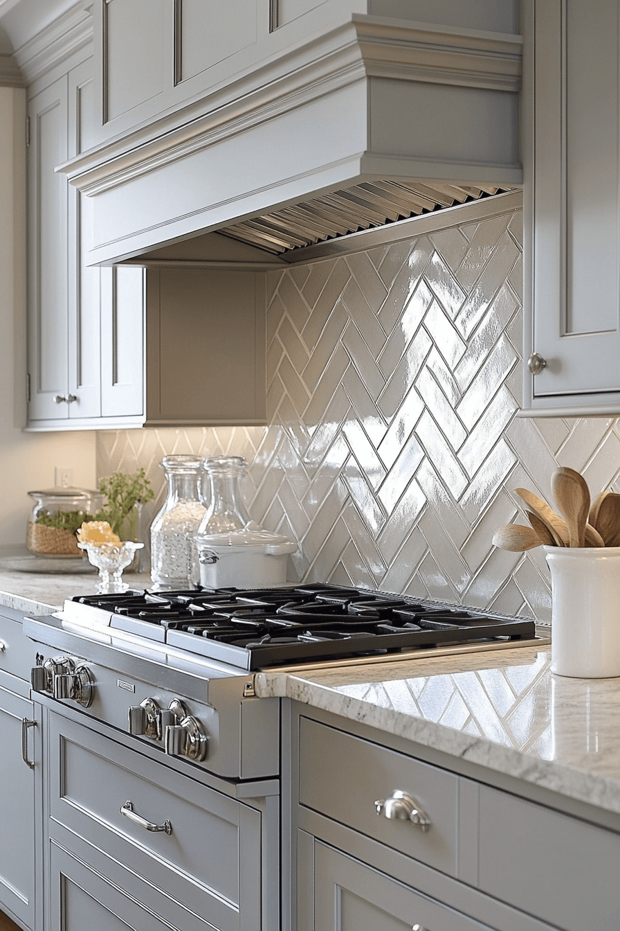 herringbone backsplash