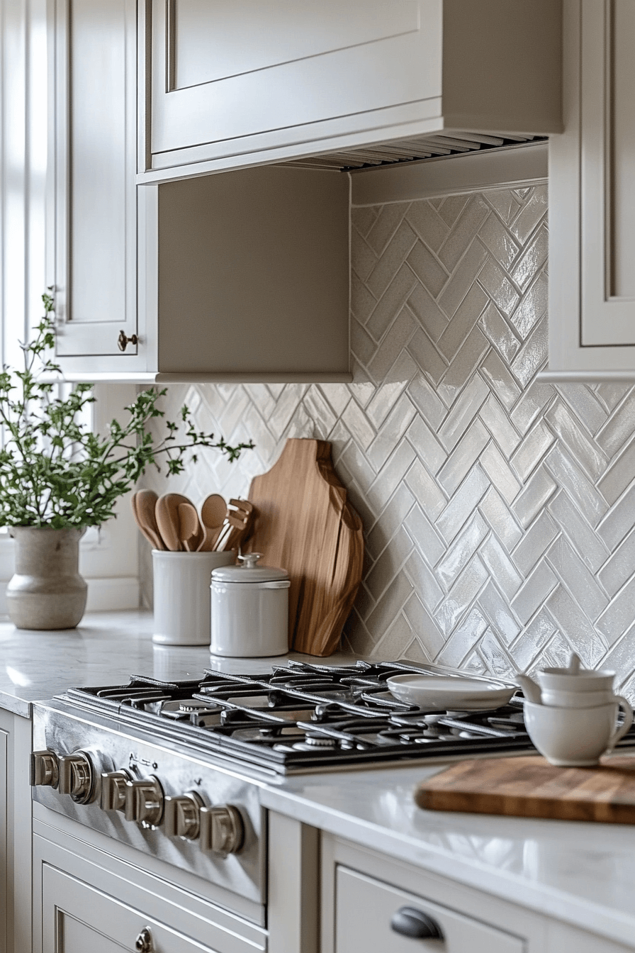 herringbone backsplash