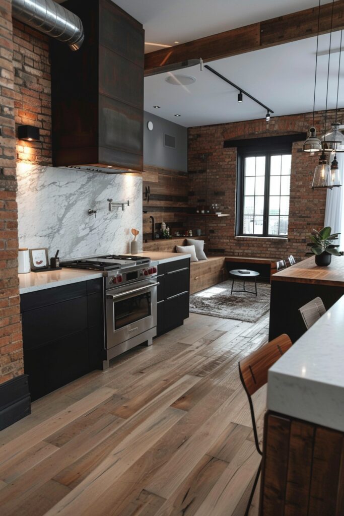 Exposed Brick Modern Kitchens