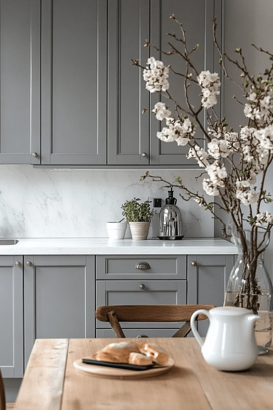 grey and white kitchen cabinets