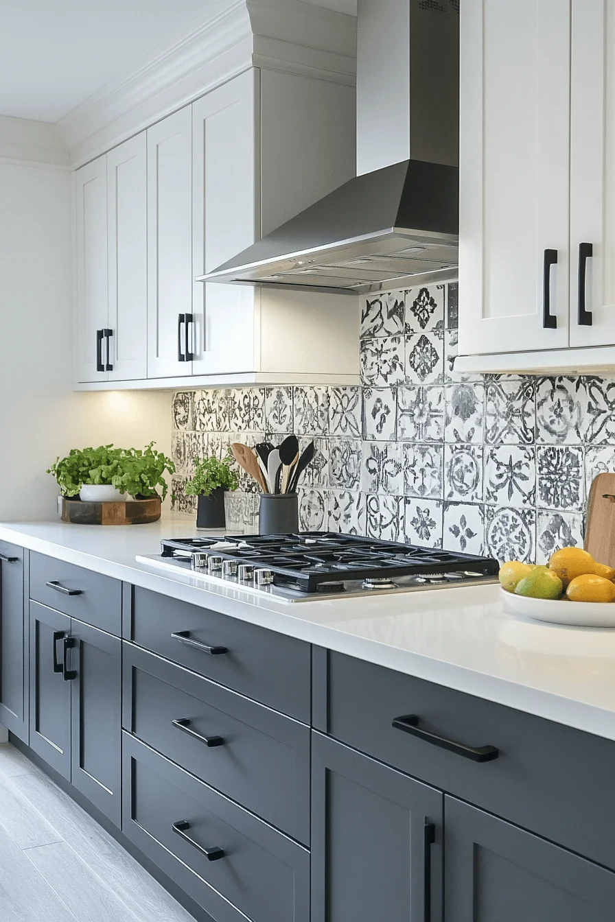 grey and white kitchen cabinets