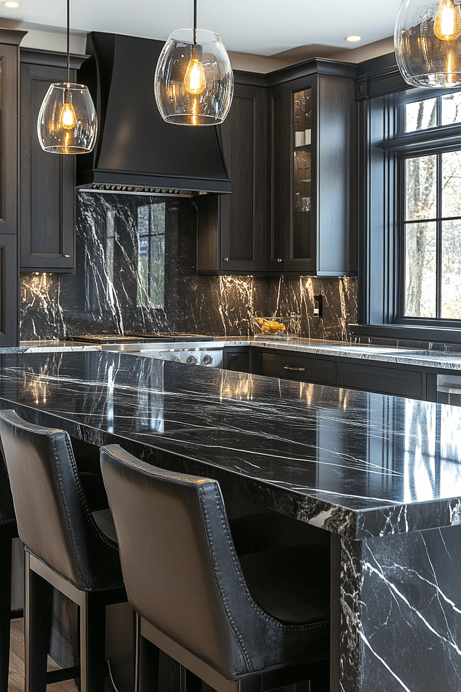black marble countertops
