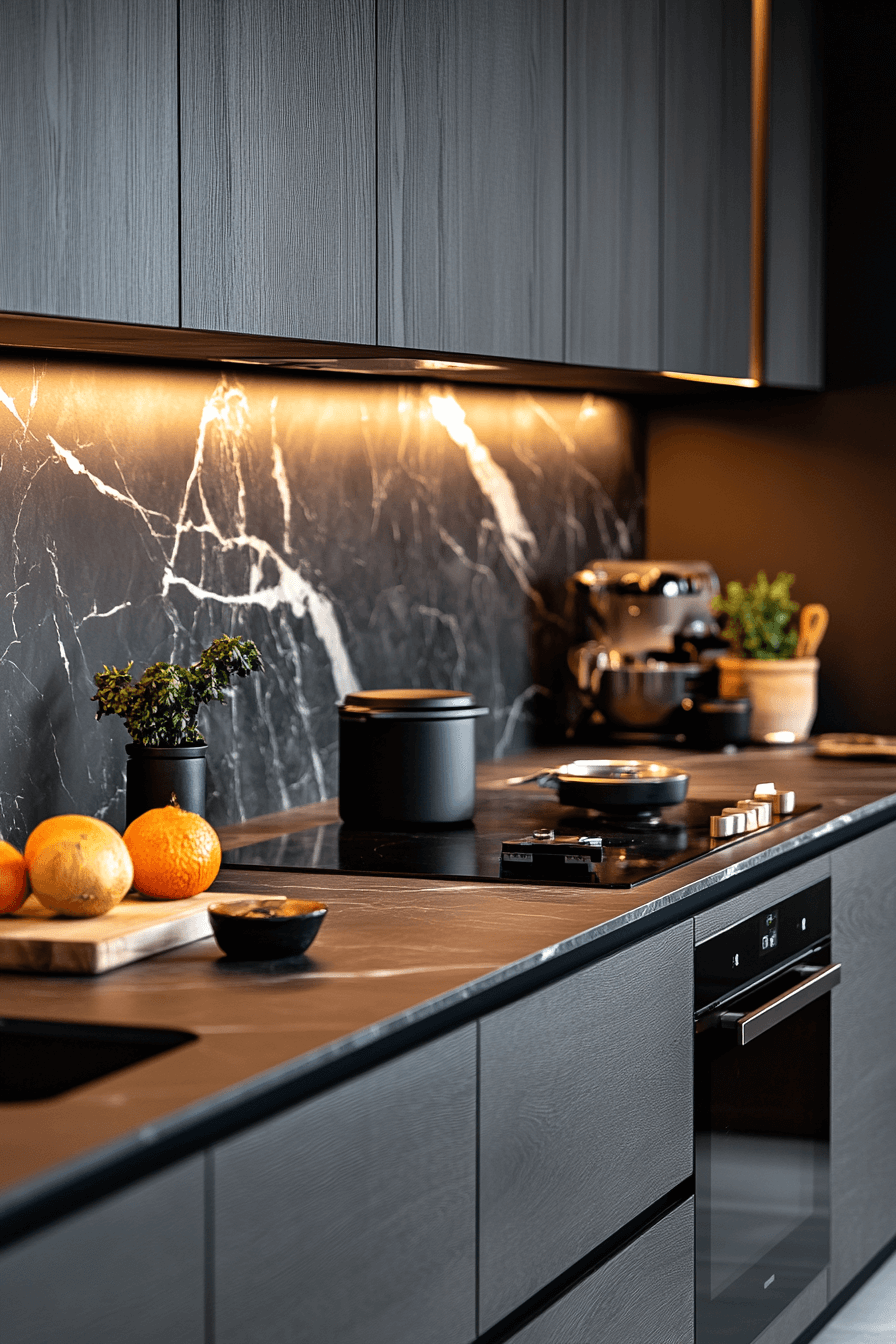 black marble countertops