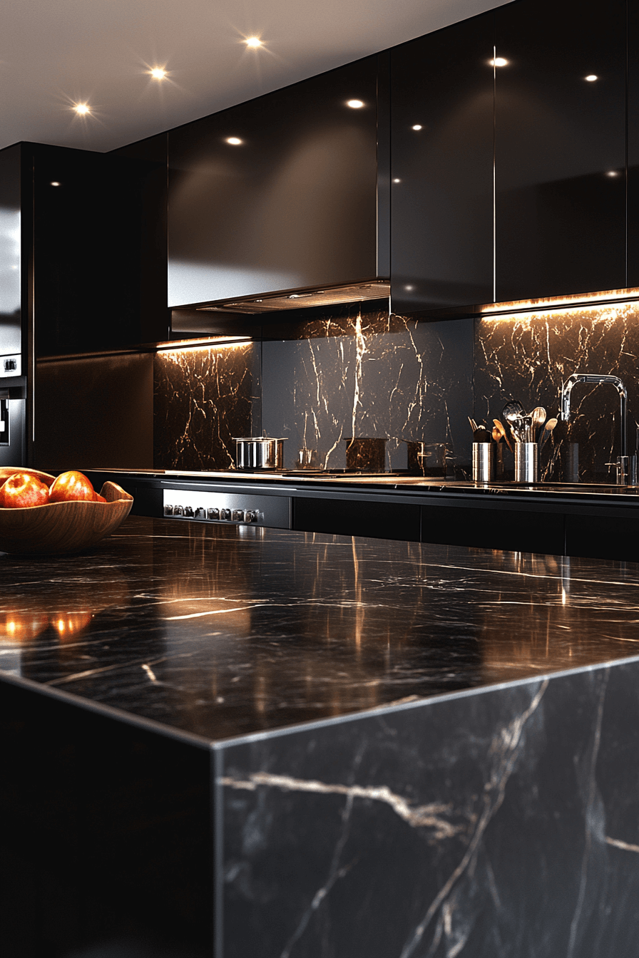 black marble countertops