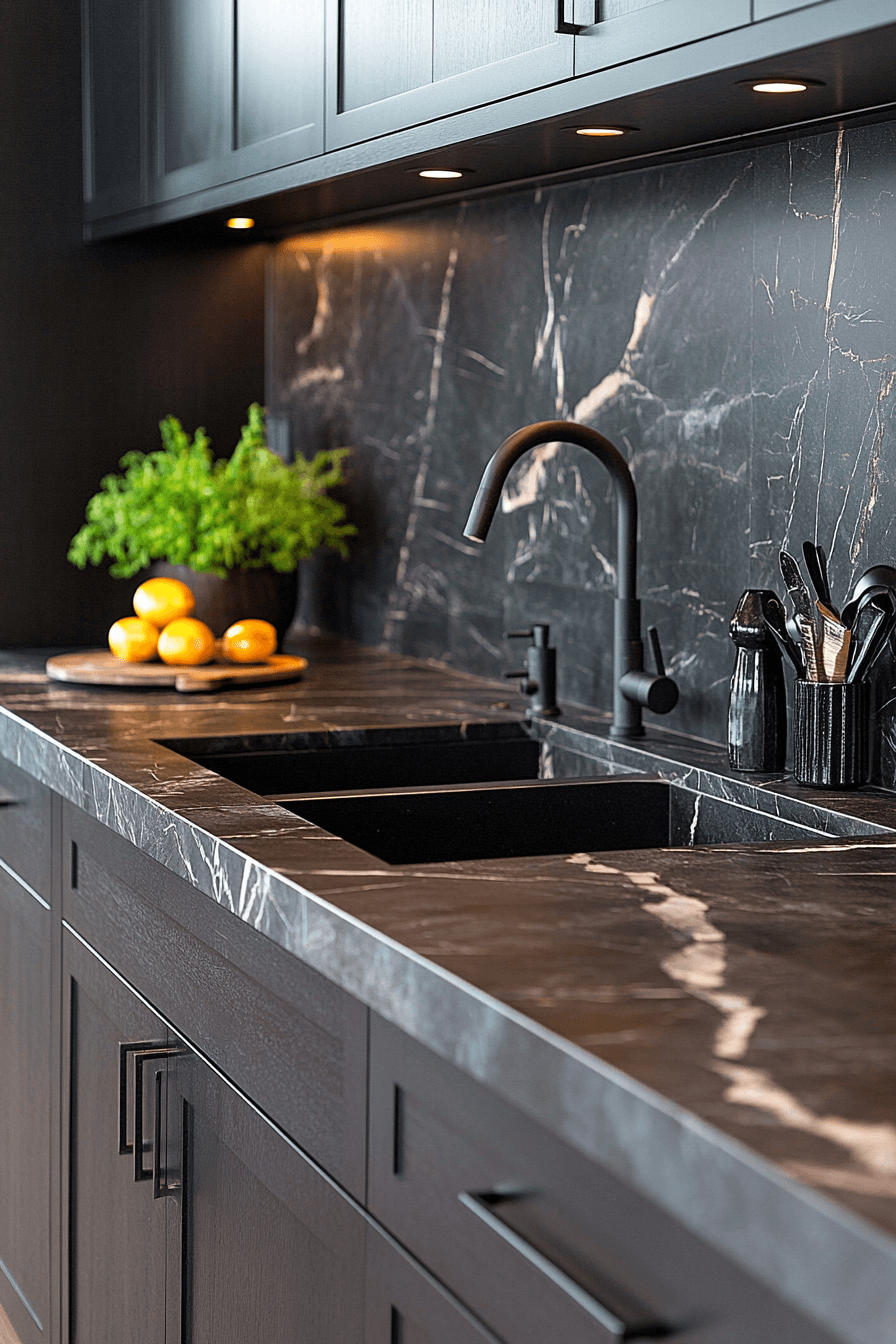 black marble countertops