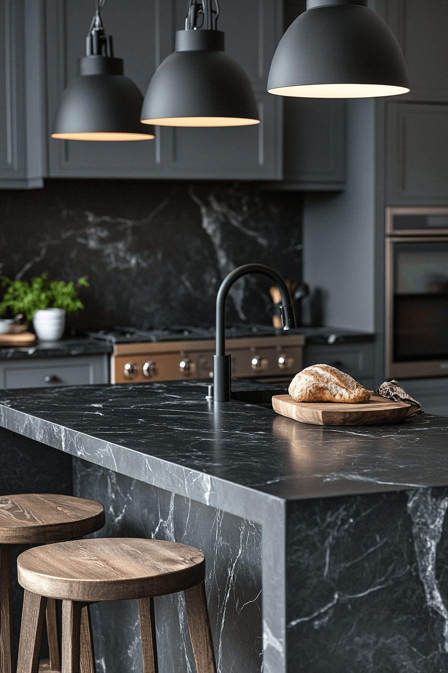 black marble countertops