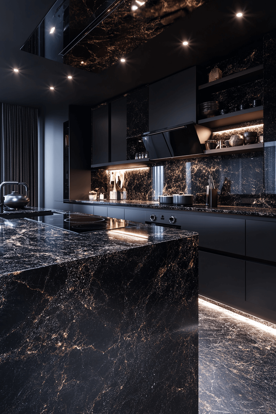 black marble countertops