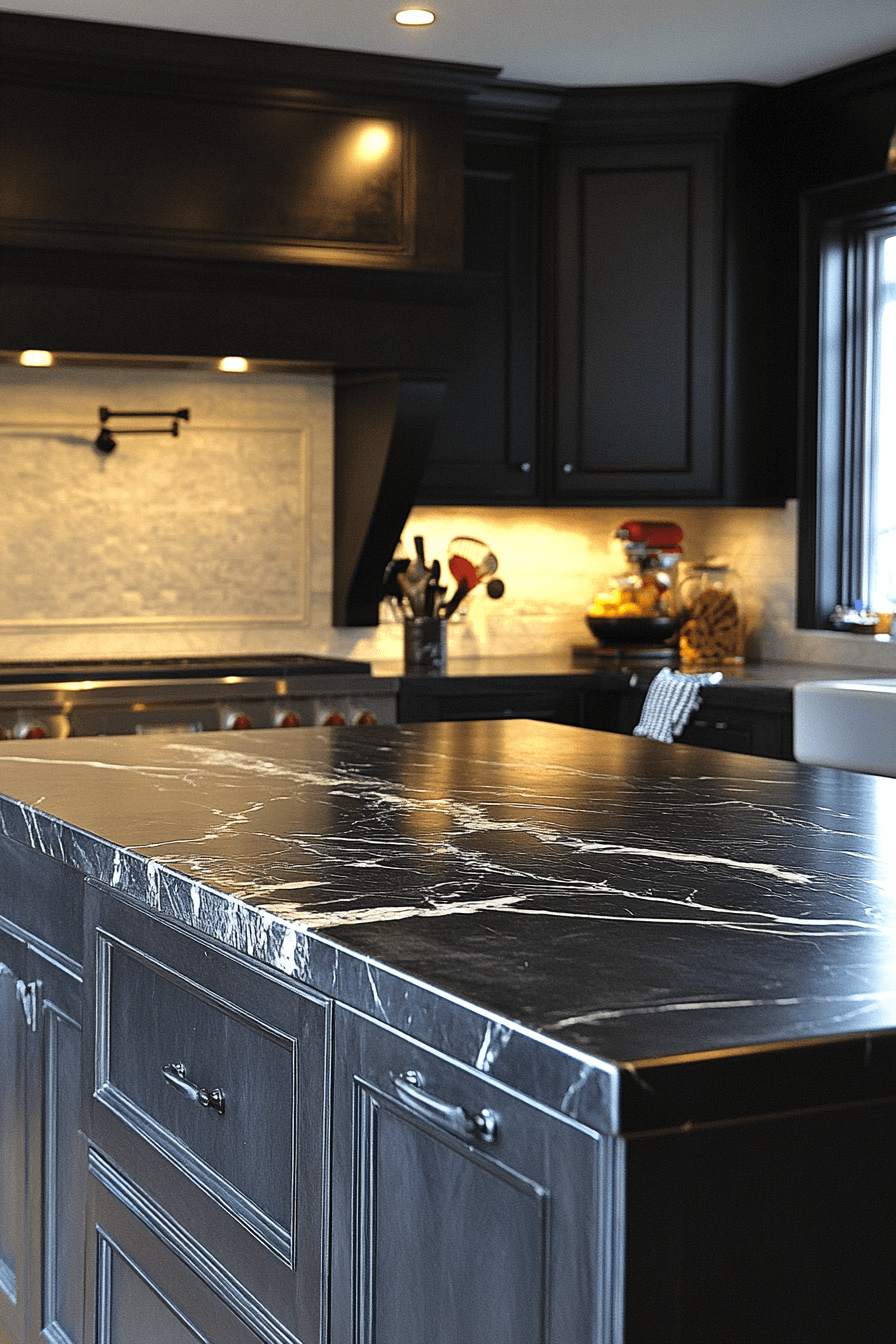 black marble countertops