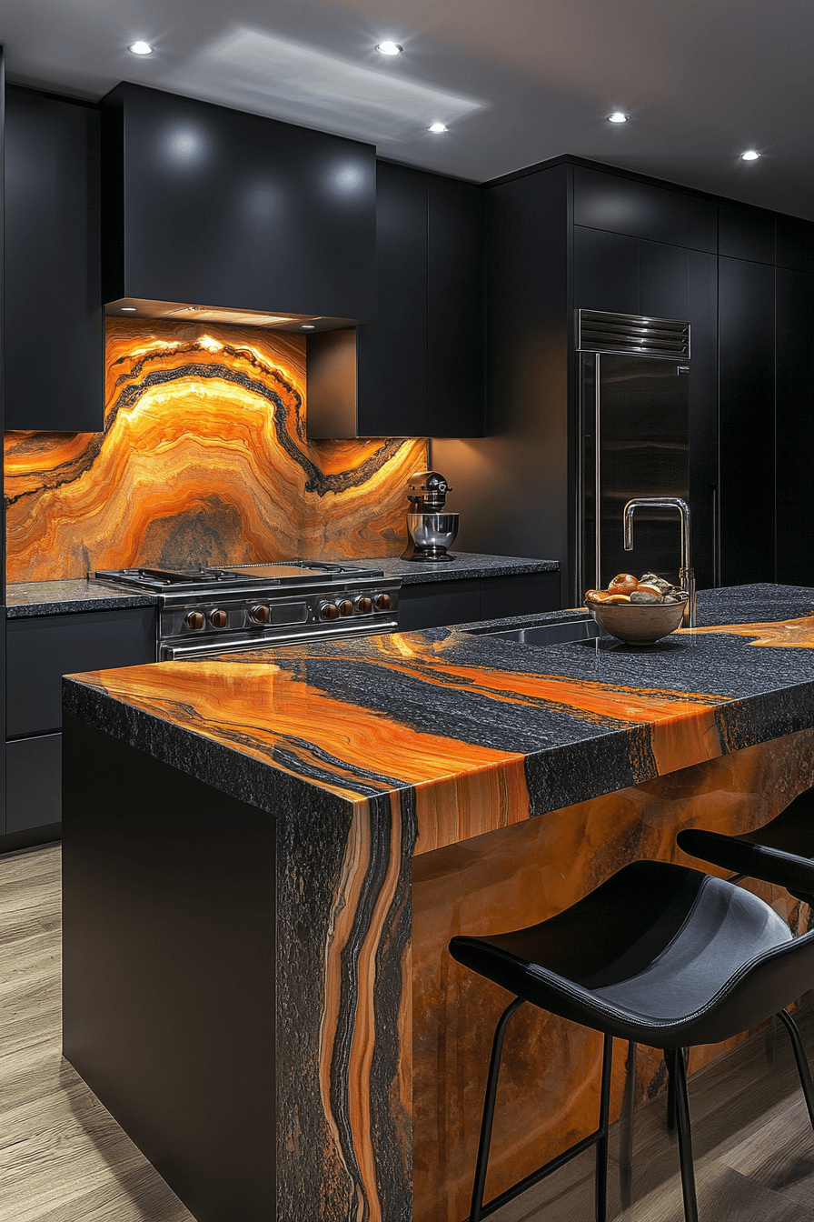 black marble countertops