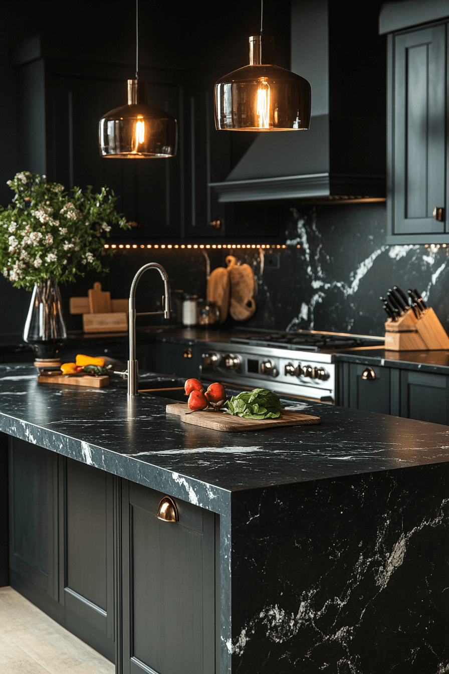 black marble countertops