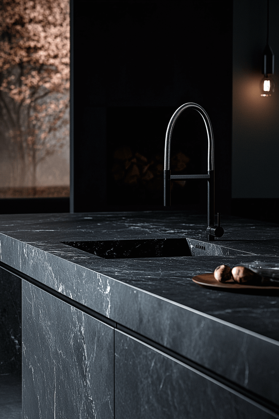 black marble countertops