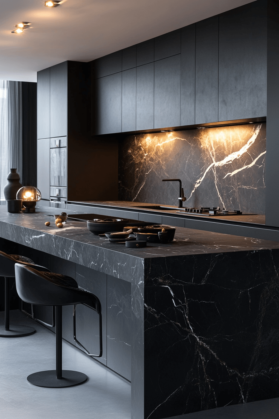 black marble countertops