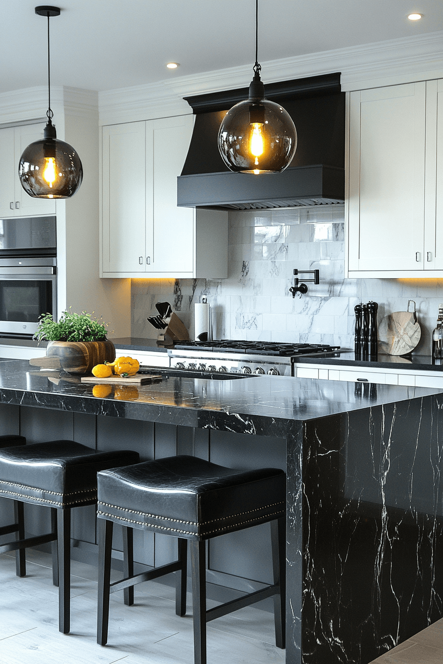 black marble countertops