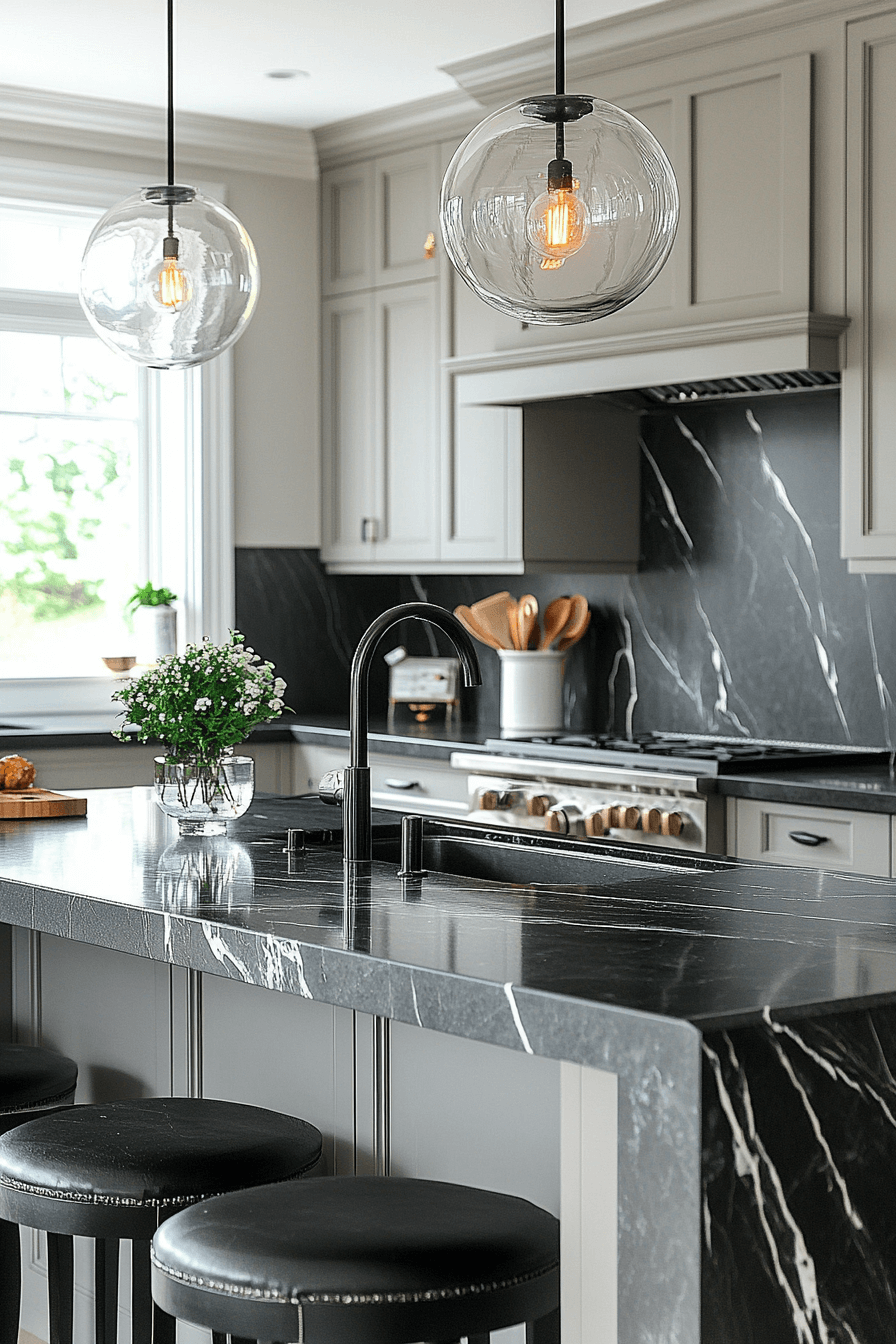 black marble countertops